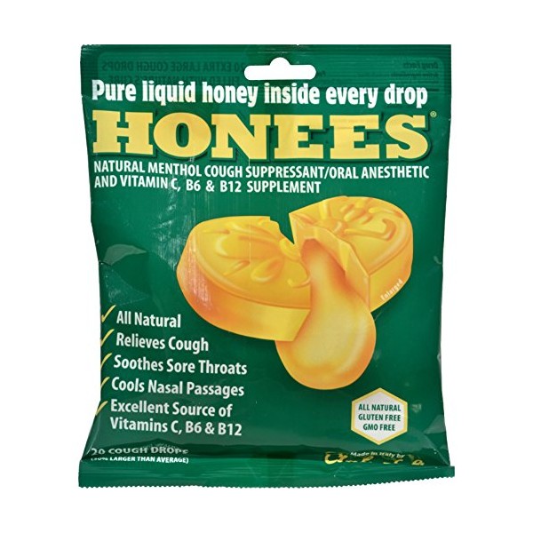 Honees Cough Drops - Extra Large - Menthol - 20 Count (Pack of 2)