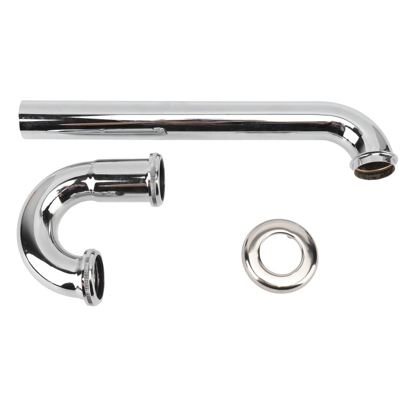 Brass Sink Drain Tubing Set Silver Slick Finish No Ageing