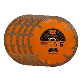 6" Paver Master Diamond Blades for Concrete Pavers, Roofing Tile, and Granite, 8mm Segment Height, Dry or Wet, DM 7/8"-5/8" Quad Holes, 5-Pack