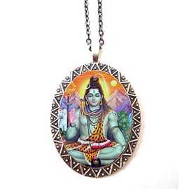 Shiva Necklace Pendant Silver Tone Hindu God Hinduism Spiritual Spirituality