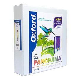 Oxford PP10204 Carpeta de Argollas Panorama Tamaño Carta con Polipropileno, Herraje "D" de 2", Color Blanca