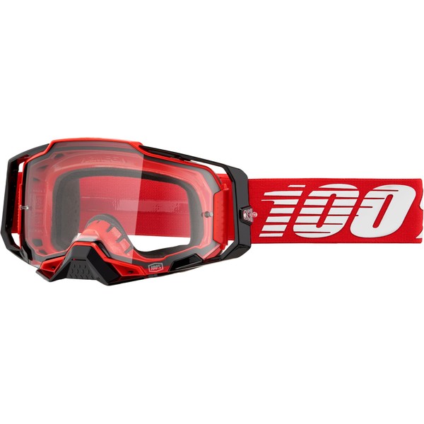 100% Armega Off-Road Goggle (Red - Clear Lens)
