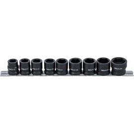 BGS 9551 Impact Socket Set Hexagonal Extra Flat 12.5 mm (1/2 Inch) SW 13-24 mm 9 Pieces