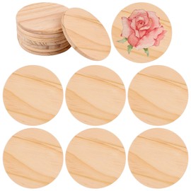 Framendino, 8 Pack Unfinished Wooden Coasters 4 Inch Blank Round Wood Coaster for DIY Painting Engraving Home Decorations