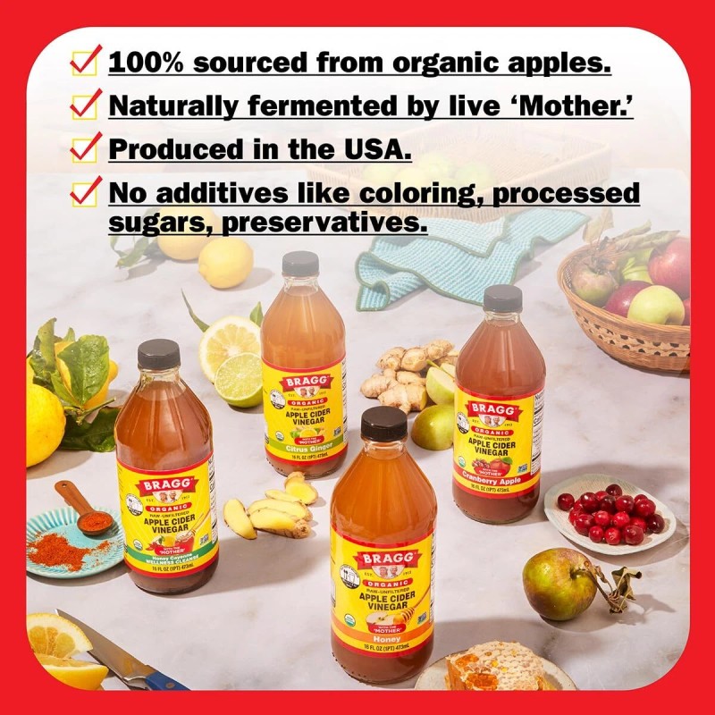 Bragg Organic Apple Cider Vinegar with Mother 16 Fl Oz