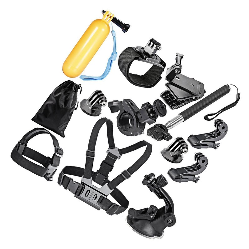 12PCS Action Camera Accessories Kit Adjustable Headband Floating Handle Assembly