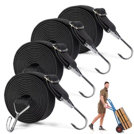 Bungee Cords with Hooks 4PCS Adjustable Bungee Straps with Metal Buckle 1M Extra Long Flat Elastic Straps Large Heavy Duty Bungee Straps with Hooks for Motorcycle Camping Car Luggage