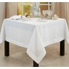 SARO LIFESTYLE Hemstitched Border Tablecloth, White, 72"x72"