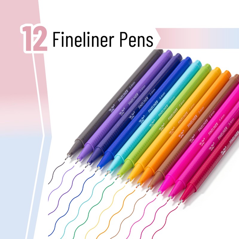 Mr. Pen- Fineliner Pens Colored, 12 Pack, Ergonomic Triangular Colorful