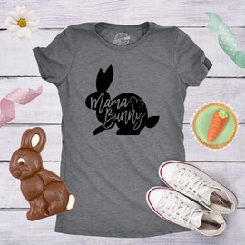 Womens Mama Bunny T Shirt Cute Adorable Easter Gift Faith Tee for Ladies Funny Womens T Shirts Easter T Shirt for Women Funny Animal T Shirt Women's Dark Grey XL