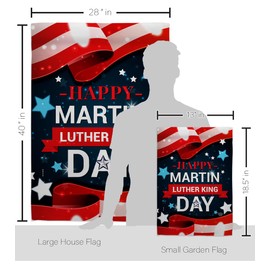 Ornament Collection Happy Martin Luther King Day Garden House Flag-Set Patriotic MLK Civil Right Stars United State American Decoration Banner Small Yard Gift Double-Sided, Made in USA