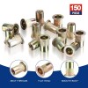 WORKPRO 150Pcs Rivet Nuts, 1/4”-20 Zinc Plated Carbon Steel Rivnut