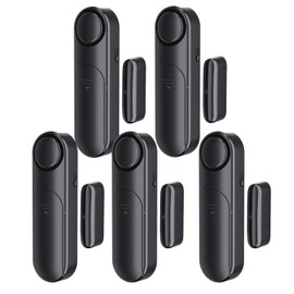 Window and Door Alarm When Opened (5 Pack) for Kids Safety/Home Security, Sliding Glass Front Door Opening Sensor Alarms for Dementia, 120dB Burglar Alert, Ideal for Business, Garage, Apartment, Black