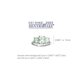 Silvershake 3.32ct. 3 Stone Natural Oval Shape Green Amethyst 925 Sterling Silver Ring Size 10