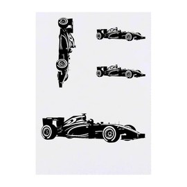 4 x 'Racing Car Silhouette' Temporary Tattoos - Water Resistant, Skin-Safe, Non-Toxic Transfers, Mixed Sizes (TO00083556)