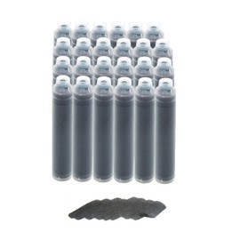 Pen Savings International Standard Short Fountain Pen Ink Cartridges, 2.6mm Bore, Calligraphy Writing, 24 Pack (Solar Black)