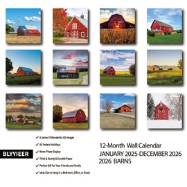 2026 Wall Calendar Barns | 18 Monthly Hangable Barns Calendars | 12" x 24" (Open) | Thick & Sturdy Paper for Organizing & Planning | Home and Office
