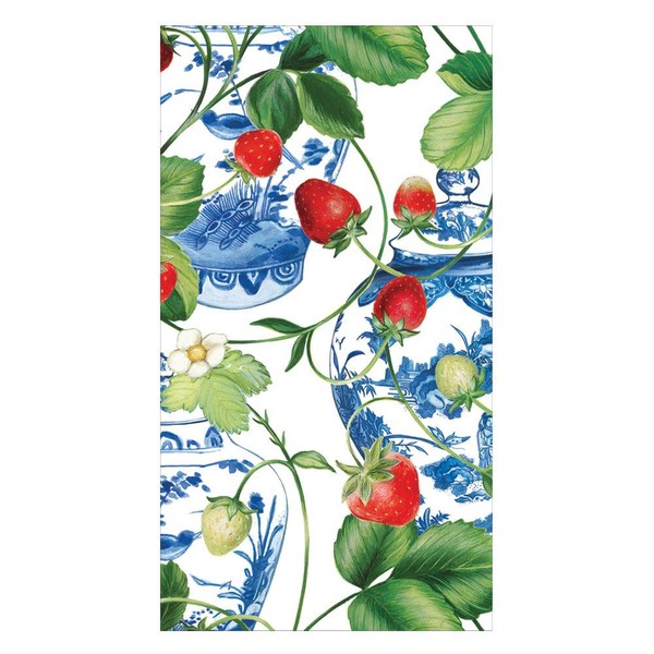 Caspari Strawberries And Cream Guest Towel Napkins - 15 Guest