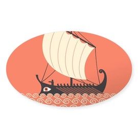 CafePress Ancient Ship Sticker Oval Car Bumper Sticker(10-Pack)