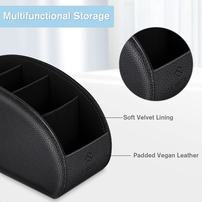 Fintie Remote Control Holder with 5 Compartments, Vegan Leather TV