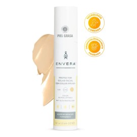 Protector Solar Facial Color LIGHT Oil Control Piel Grasa SPF 50+ UVA/UVB PA++++ | Protector 4 en 1 Ultra Matificante + Antioxidantes + Primer | Resistente al Agua y Sudor | ENVERA