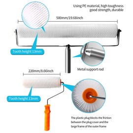 Self-Levelling Cement Tool Kit，Floor Construction Tools with Roller Spiked Shoes Stainless Steel Scraper Roller Needle Length 13mm