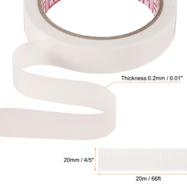 HARFINGTON 3 Rolls Wire Harness Cloth Tape 4/5" x66ft(20mmx20m) 0.2mm Thick Fabric High Adhesive Tearable Heat Resistant Tapes for Carpet Seaming Auto Cable Fixed, White