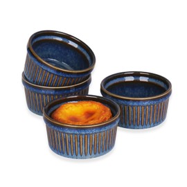 SHIDACHENG Ramekins 4oz, Creme Brulee Ramekins Oven Safe, Ceramic Custard Cups Ramiken for Baking, Souffle Ramekin Bowls for Pudding Ice Cream, Set of 4