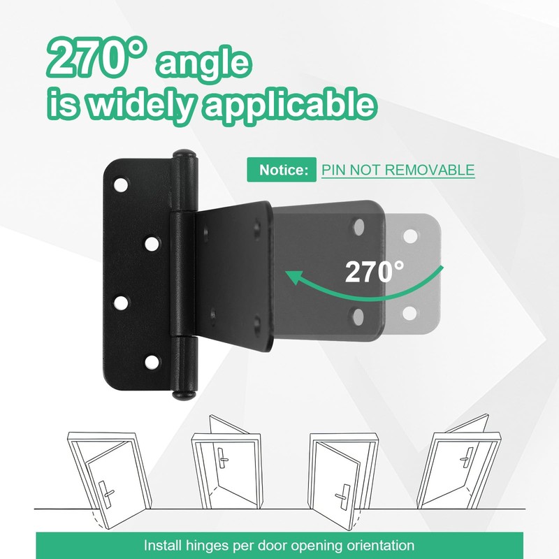 Wmebee 5“ Gate Hinges,260 Lbs Capacity, Matte Black Hinges,6 Pack