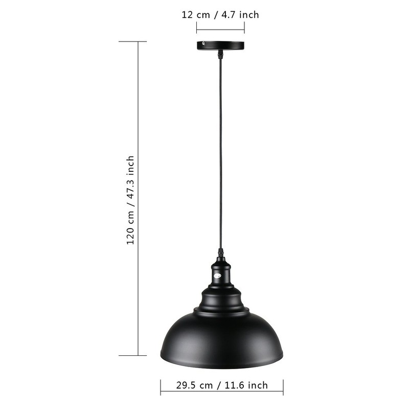 Lightess Black Pendant Light Dimmable, Industrial Hanging Lights Metal Barn