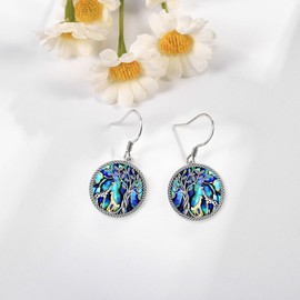 ONEFINITY Giraffe Tree of Life Earrings Sterling Silver Giraffe Abalone Shell Dangle Drop Earrings for Women Jewelry Gifts