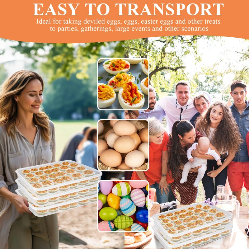 Lainballow 3 Pcs 90 Slots Deviled Egg Containers with Lids,