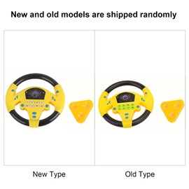 Tnfeeon Children's Copilot Steering Wheel Toy Simulation Steering Wheel with Light and Driving Sound Early Childhood Educational Toy (Yellow)