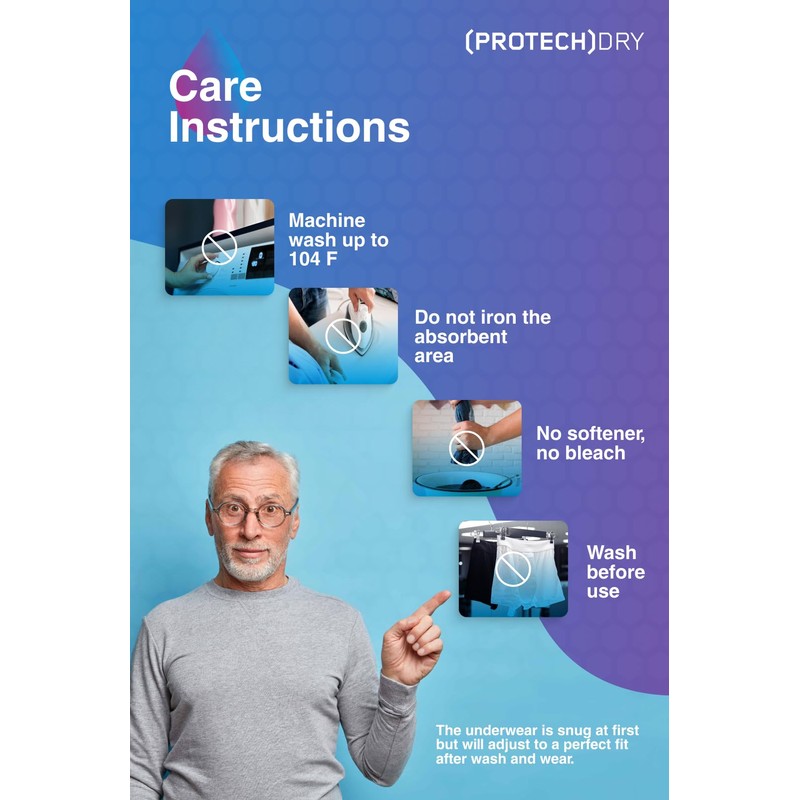 PROTECHDRY - Washable & Reusable Urinary Incontinence Cotton Brief Underwear