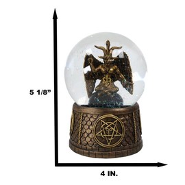 Ebros Gift Wicca Occult Sabbatic Goat Baphomet Glitter Water Globe 5.25" Tall Baphometh with Pentagram Star Idol Altar Figurine Golden Calf Goat of Mendes