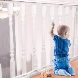 tupi Banister Guard for Baby - 15ft Lx 3ft H, Premium Balcony Netting for Pets, Child Safety Net, Stair Railing Proof Mesh for Kids, Toys, Pets - White
