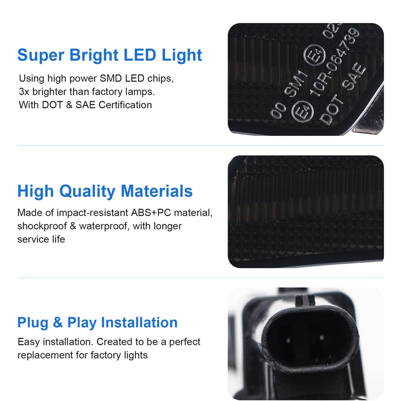 SHINEFIT Smoked LED Side Marker Light Replacement for 2020 2021