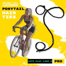2Pcs 35"/89cm Long Rip Tie Hair Ties Ponytail Holders for Water Sports, Hair Bobbles for Thick Scrunchies No Damage Strong Braided Long Curly Pony Tails Ties Pro Surfing Swimming (Black+YellowBlue)