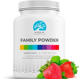 Nubaal Nutricin, Balance y Alma Colgeno Hidrolizado, vitaminas y minerales Family Powder Sabor Fresa (Colgeno Hidrolizado, Omega 3, Zinc, Hierro, B1, 