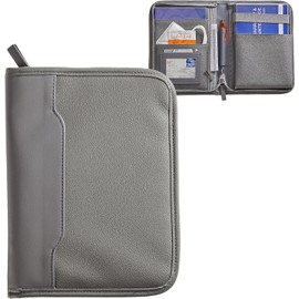 High Road Estuche para manual del propietario del automóvil y soporte de documentos para guantera - Organizador de guantera de cuero sintético con textura de guijarro para automóvil, SUV, camión (Gris