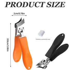 Hfpengzan 2PCS Wide Jaw Opening Anti-Splash Slanted Nail Clipper, Slanted Nail Clippers, Ingrown Nail Clippers Toenail Clippers for Women and Men (Orange Black)