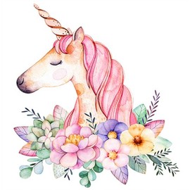 Diamond Painting Set, Unicorn with Flowers and Accessories, Craft Set for Painting with Rhinestones, for Children from 5 Years