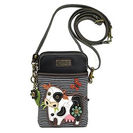 CHALA Cell Phone Crossbody Purse-Women PU Leather/Canvas Multicolor Handbag with Adjustable Strap - Cow - black stripe