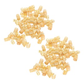 200 Anillos para el Pelo de Rastas, Patrones Exquisitos Ahuecados, Bobinas de Joyería para Trenzado de Cabello, Accesorios para Rastas para Mujeres, Dijes para el Cabello, (Oro)