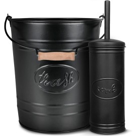 Autumn Alley Farmhouse Bathroom Trash Can and Toilet Brush Set