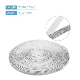 sourcing map Metallic Glitter Velvet Ribbon 3/8" x 25 Yard Single Face Sparkle Ribbon Gift Wrapping with Gold Powder Silver