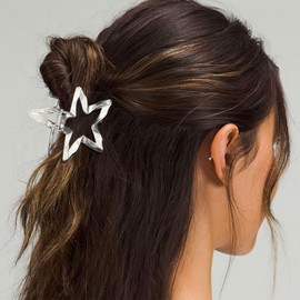 2 Pcs Star-Shaped Hair Clip Metal Heart Grab Clip Alloy Ruffles Nonslip Hair Jaw Clips Simple and Fashionable Hair Accessory for Thick or Thin Hair for Women Hair Accessories(Gold, Silver)