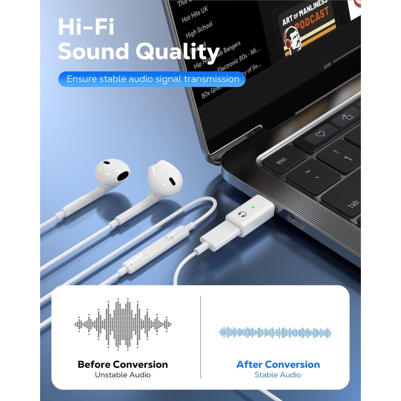 MoKo MoKo Lightning to USB C Earphone Audio Adapter Support