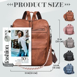 Puwuzixi Womens Fashion Backpack Waterproof Anti-Theft Lightweight PU Travel Multipurpose Convertible Purse Shoulder Bag Handbag Backpack (Brown)