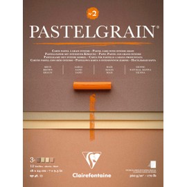 Clairefontaine 976060C PastelGrain PastelGrain No.2-12 Special Card Sheets for Dry Pastels - 18 x 24 cm 360 g - Assorted Natural Colours - Crystal Paper Dividers